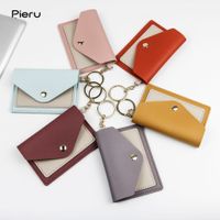 Women's All Seasons Pu Leather Color Block Cute Square Flip Cover Card Holder main image 3