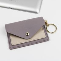 Women's All Seasons Pu Leather Color Block Cute Square Flip Cover Card Holder sku image 2