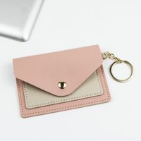 Women's All Seasons Pu Leather Color Block Cute Square Flip Cover Card Holder sku image 4