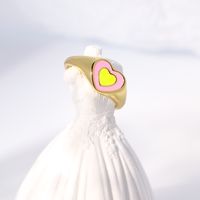 Fashion Heart Shape Copper Open Ring Enamel Gold Plated Copper Rings 1 Piece sku image 1