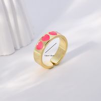 Fashion Heart Shape Copper Open Ring Enamel Gold Plated Copper Rings 1 Piece main image 2