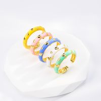 Fashion Heart Shape Copper Open Ring Enamel Gold Plated Copper Rings 5 Piece Set main image 1