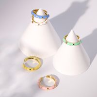 Fashion Heart Shape Copper Open Ring Enamel Gold Plated Copper Rings 5 Piece Set main image 4