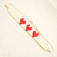 Simple Ethnic Style Rainbow Heart Hand-woven Rice Bead Couple Bracelet sku image 1