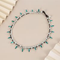 Vintage Style Geometric Pu Leather Alloy Knitting Glass Necklace 1 Piece main image 1