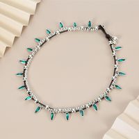 Vintage Style Geometric Pu Leather Alloy Knitting Glass Necklace 1 Piece main image 7