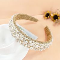 Baroque Style Flower Artificial Gemstones Inlay Gem Rhinestones Pearl Hair Band 1 Piece sku image 3