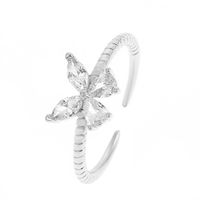 Simple Style Butterfly Copper Inlay Zircon Open Ring sku image 2