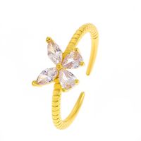 Simple Style Butterfly Copper Inlay Zircon Open Ring sku image 1