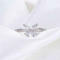 Simple Style Butterfly Copper Inlay Zircon Open Ring main image 4