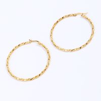 Fashion Round The Answer Stainless Steel Hoop Earrings Gold Plated Stainless Steel Earrings 1 Pair main image 3