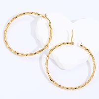 Fashion Round The Answer Stainless Steel Hoop Earrings Gold Plated Stainless Steel Earrings 1 Pair main image 2