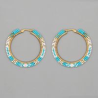 Retro Ethnic Style Bohemian Color Geometric Miyuki Bead Pure Woven Large Circle Earrings For Women Wholesale sku image 1