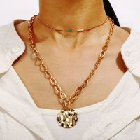 Creative Retro Head Stamp Beads Double Layer Necklace Nhpj138241 sku image 8