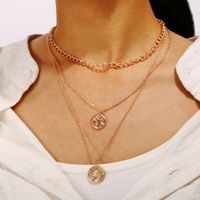 Creative Retro Head Stamp Beads Double Layer Necklace Nhpj138241 sku image 1