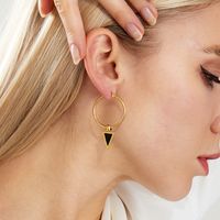 1 Pair Fashion Triangle Gold Plated Stainless Steel Gold Plated Drop Earrings main image 1