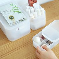 Transparent Frosted Drawer Dustproof With Cover Partitioned Desktop Makeup Brush Storage Box main image 3