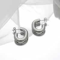 Fashion C Shape Plating Titanium Steel Ear Studs main image 4