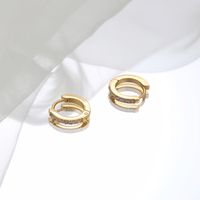 Fashion Geometric Titanium Steel Hoop Earrings Gold Plated Rhinestones Stainless Steel Earrings main image 4