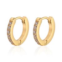 Fashion Geometric Titanium Steel Hoop Earrings Gold Plated Rhinestones Stainless Steel Earrings sku image 2