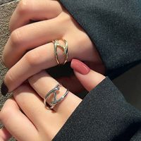 Lady Geometric Silver Plated Plating Open Ring main image 4