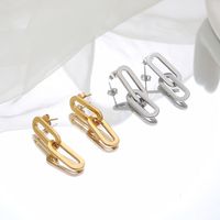 Simple Style Geometric Titanium Steel Drop Earrings Gold Plated Stainless Steel Earrings main image 1
