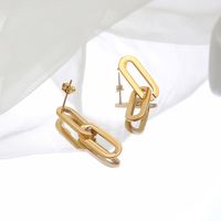 Simple Style Geometric Titanium Steel Drop Earrings Gold Plated Stainless Steel Earrings main image 4
