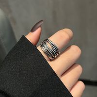 Retro Geometric Silver Plated Plating Rings sku image 1