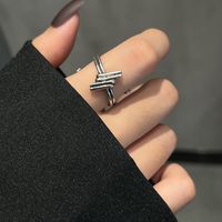 Retro Geometric Silver Plated Plating Rings sku image 2