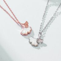 Simple Style Leaf Sterling Silver Necklace Inlay Shell 925 Silver Necklaces main image 1
