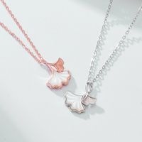Simple Style Leaf Sterling Silver Necklace Inlay Shell 925 Silver Necklaces sku image 1