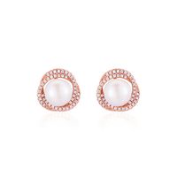 Fashion Flower Sterling Silver Ear Studs Inlaid Pearls Zircon 925 Silver Earrings 1 Pair main image 2