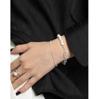 Mode Einfarbig Sterling Silber Armbänder Perle Überzug 925 Silber Armbänder main image 4