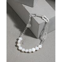 Mode Einfarbig Sterling Silber Armbänder Perle Überzug 925 Silber Armbänder main image 2