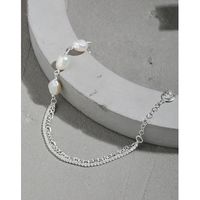 Mode Einfarbig Sterling Silber Armbänder Perle Überzug Inlay Zirkon 925 Silber Armbänder main image 3