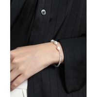 Mode Einfarbig Sterling Silber Armbänder Perle Überzug Inlay Zirkon 925 Silber Armbänder main image 2