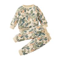 Fashion Leaves Polyester Printing Pants Sets Baby Clothes sku image 4