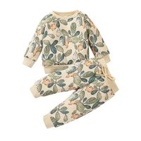 Fashion Leaves Polyester Printing Pants Sets Baby Clothes sku image 3