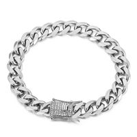 Fashion Geometric Titanium Steel Bracelets Inlay Rhinestones Stainless Steel Bracelets sku image 1