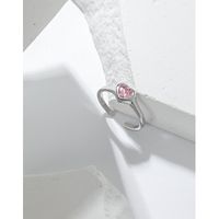 Fashion Heart Shape Sterling Silver Open Ring Plating Inlay Zircon 925 Silver Rings main image 4