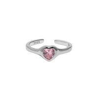 Fashion Heart Shape Sterling Silver Open Ring Plating Inlay Zircon 925 Silver Rings sku image 1