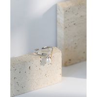 Mode Einfarbig Sterling Silber Offener Ring Überzug Inlay Perle 925 Silber Ringe main image 4