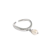 Mode Einfarbig Sterling Silber Offener Ring Überzug Inlay Perle 925 Silber Ringe main image 2