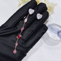 Lady Water Droplets Heart Shape Copper Inlay Artificial Gemstones Bracelets Necklace sku image 1