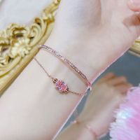 Lady Water Droplets Heart Shape Copper Inlay Artificial Gemstones Bracelets Necklace main image 4
