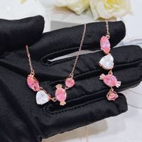 Lady Water Droplets Heart Shape Copper Inlay Artificial Gemstones Bracelets Necklace main image 1