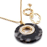 Fashion Water Droplets Heart Shape Titanium Steel Inlay Rhinestones Earrings Necklace 1 Set sku image 7