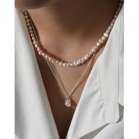 Fashion Solid Color Sterling Silver Necklace Plating Inlay Pearl 925 Silver Necklaces main image 3