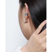 Mode Couleur Unie Argent Sterling Clips D'oreille Placage 925 Argent Boucles D'oreilles main image 2