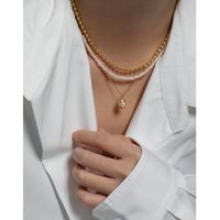 Fashion Solid Color Sterling Silver Necklace Plating Inlay Pearl 925 Silver Necklaces main image 2